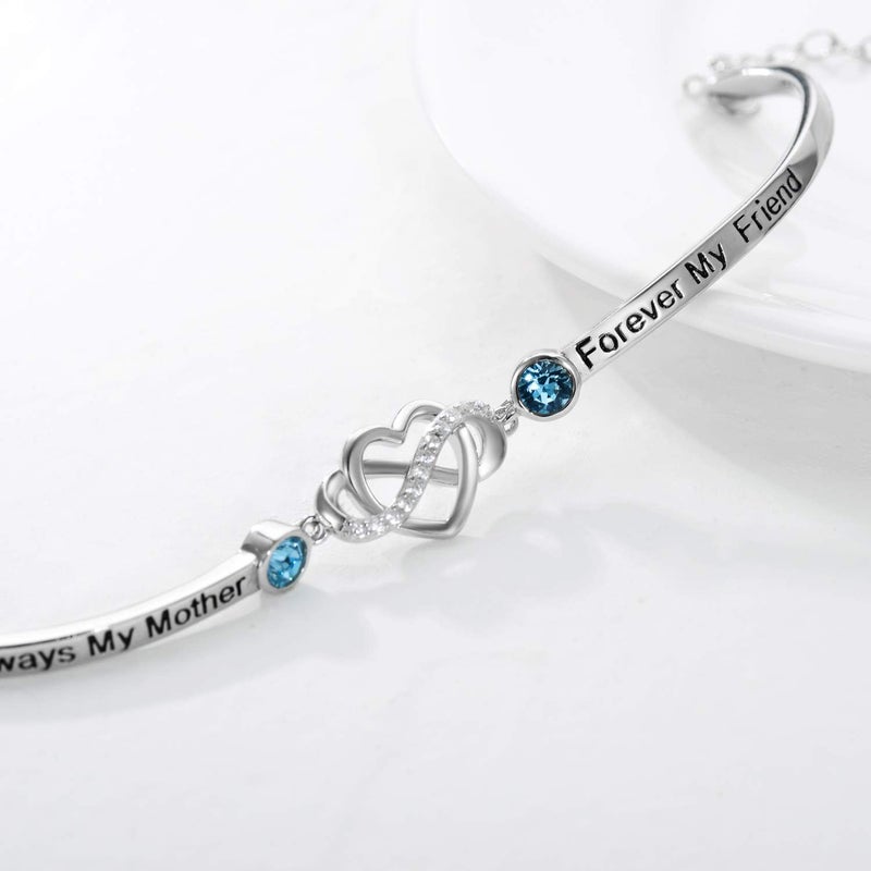 AOBOCO 925 Sterling Silver Adjustable Infinity Heart Bangle Bracelet for Sister Best Friend Daughter Mom Grandma Granddaughter Daughter in Law Godmother Goddaughter Stepmom Stepdaughter - Image 3